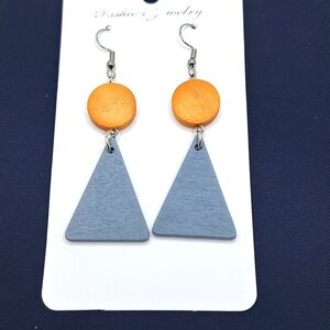 Abstract triangle wood earrings minimalist jewelry bead drop earrings